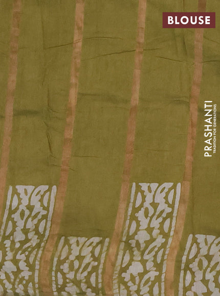 Green Semi Chanderi Saree - Batik Prints