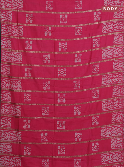 Pink Semi Chanderi Saree - Batik Prints