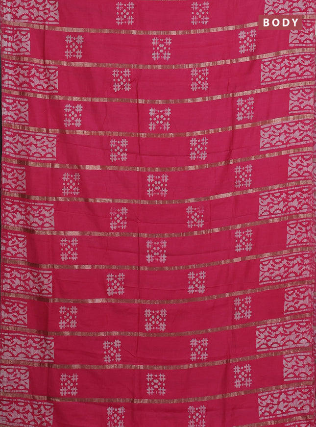 Pink Semi Chanderi Saree - Batik Prints