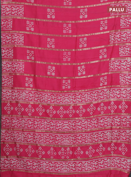 Pink Semi Chanderi Saree - Batik Prints