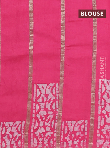 Pink Semi Chanderi Saree - Batik Prints