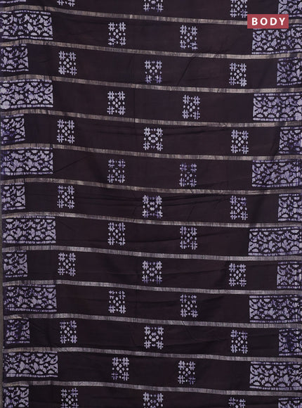 Navy Blue Semi Chanderi Saree - Batik Prints
