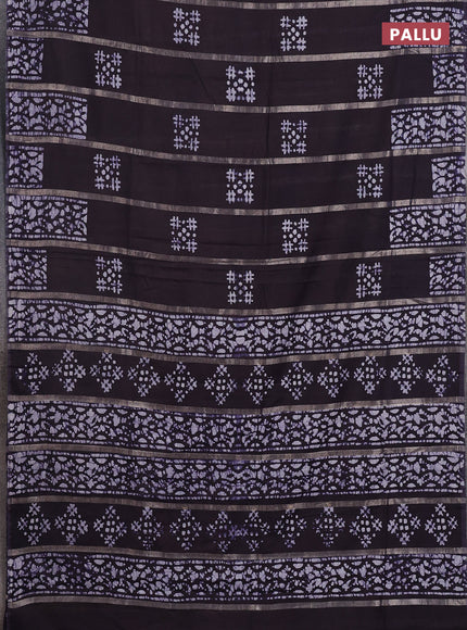 Navy Blue Semi Chanderi Saree - Batik Prints
