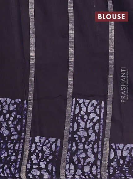 Navy Blue Semi Chanderi Saree - Batik Prints