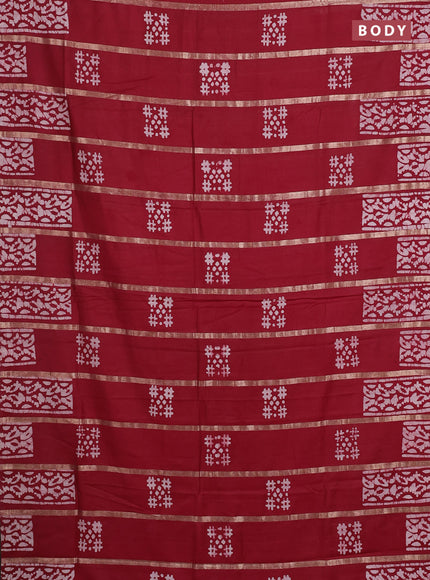 Maroon Semi Chanderi Saree - Batik Prints