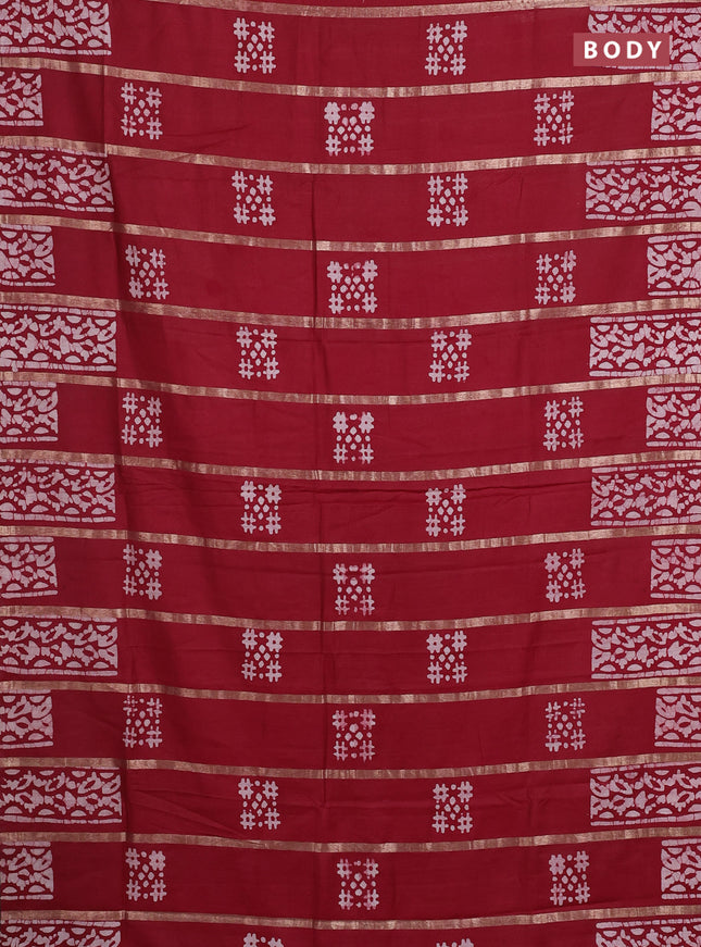 Maroon Semi Chanderi Saree - Batik Prints