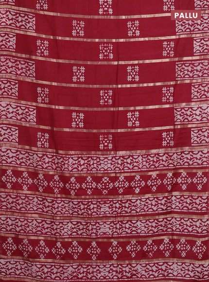 Maroon Semi Chanderi Saree - Batik Prints