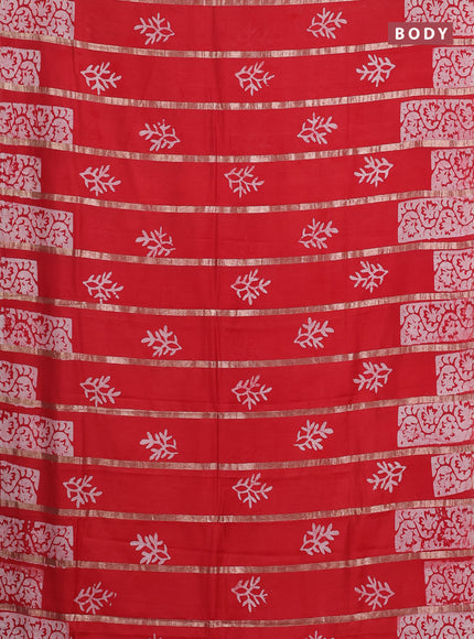 Red Semi Chanderi Saree - Batik Prints