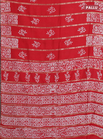 Red Semi Chanderi Saree - Batik Prints