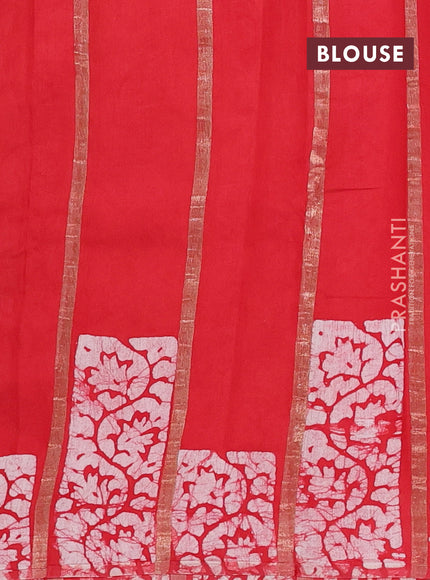 Red Semi Chanderi Saree - Batik Prints