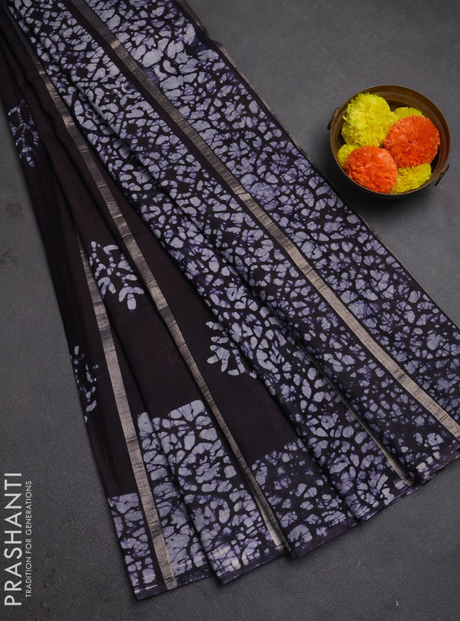Jamun  Semi Chanderi Saree - Batik Prints