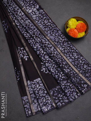 Jamun  Semi Chanderi Saree - Batik Prints