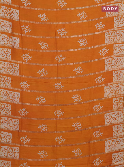 Mustard Yellow Semi Chanderi Saree - Batik Prints