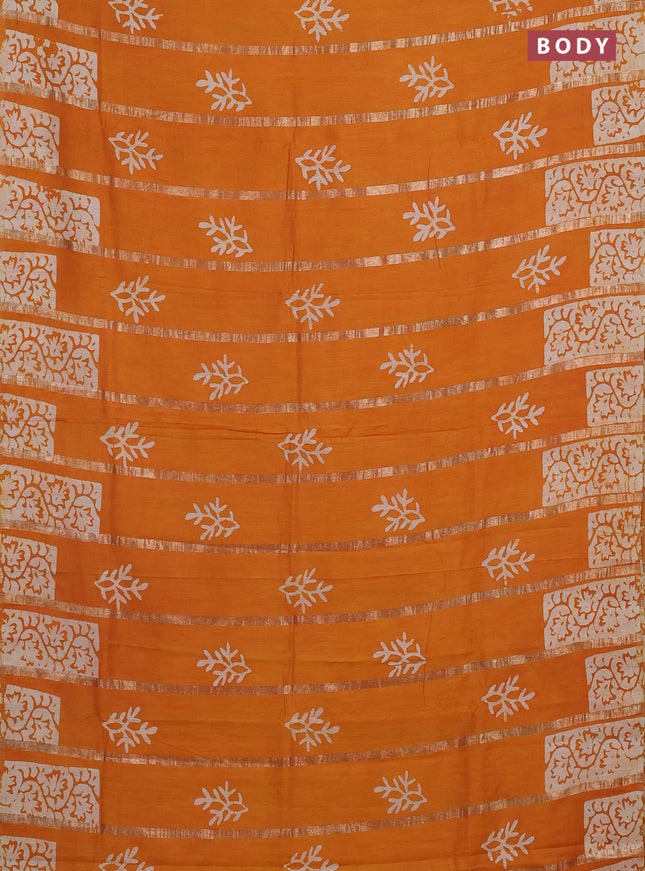 Mustard Yellow Semi Chanderi Saree - Batik Prints