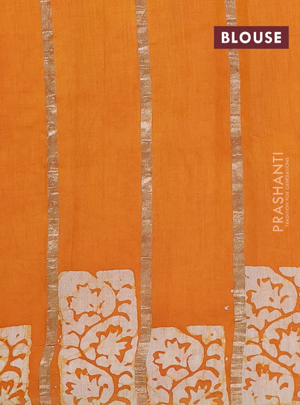 Mustard Yellow Semi Chanderi Saree - Batik Prints