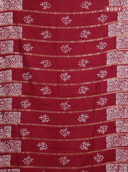 Maroon Semi Chanderi Saree - Batik Prints