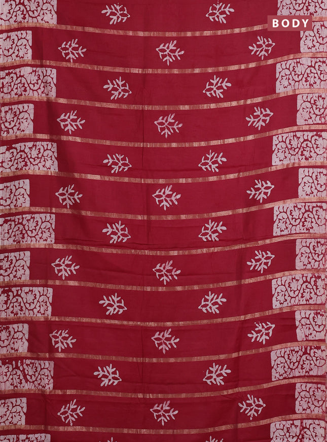 Maroon Semi Chanderi Saree - Batik Prints