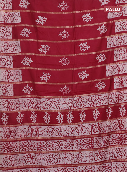 Maroon Semi Chanderi Saree - Batik Prints