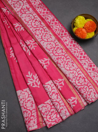 Pink Semi Chanderi Saree - Batik Prints