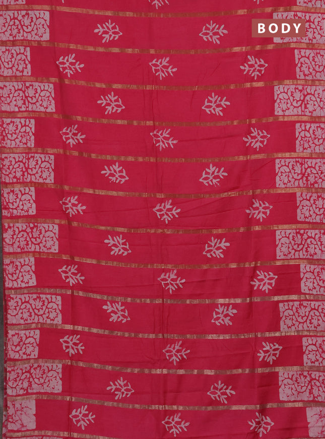 Pink Semi Chanderi Saree - Batik Prints