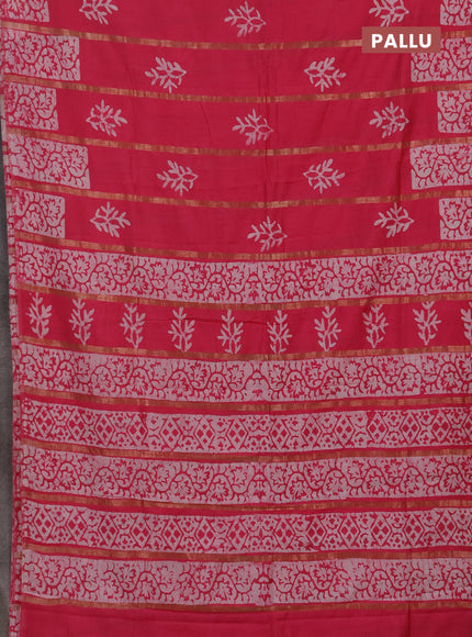 Pink Semi Chanderi Saree - Batik Prints