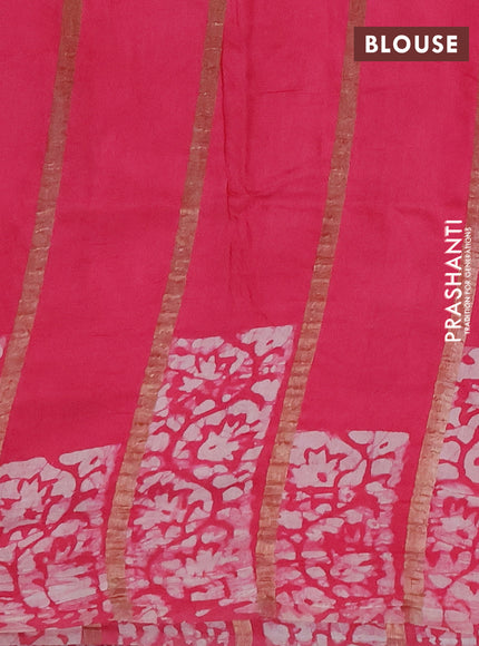 Pink Semi Chanderi Saree - Batik Prints