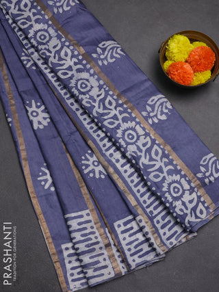 Grey Semi Chanderi Saree - Batik Prints