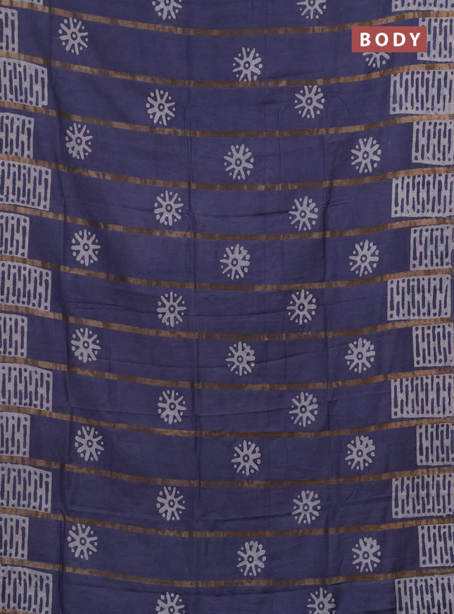 Grey Semi Chanderi Saree - Batik Prints