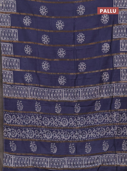 Grey Semi Chanderi Saree - Batik Prints