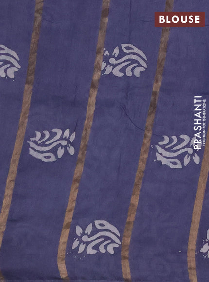 Grey Semi Chanderi Saree - Batik Prints