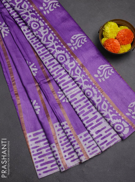 Lavender Semi Chanderi Saree - Batik Prints