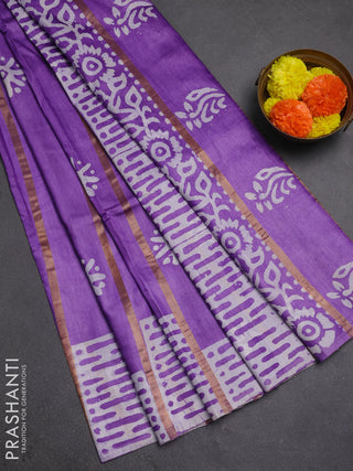 Lavender Semi Chanderi Saree - Batik Prints