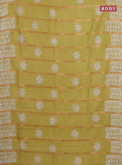 Pista Green Semi Chanderi Saree - Batik Prints