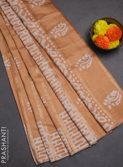 Sandal Semi Chanderi Saree - Batik Prints