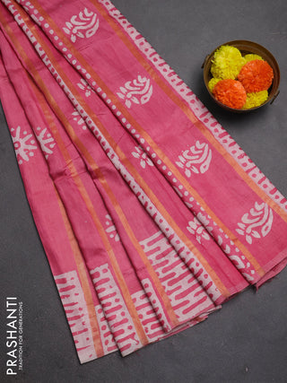 Pink Semi Chanderi Saree - Batik Prints
