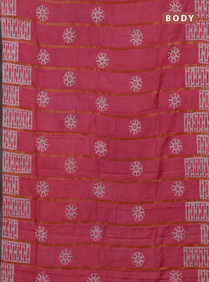 Pink Semi Chanderi Saree - Batik Prints