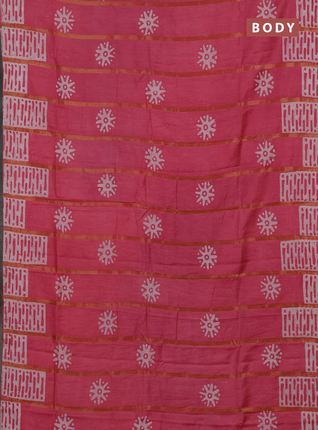 Pink Semi Chanderi Saree - Batik Prints
