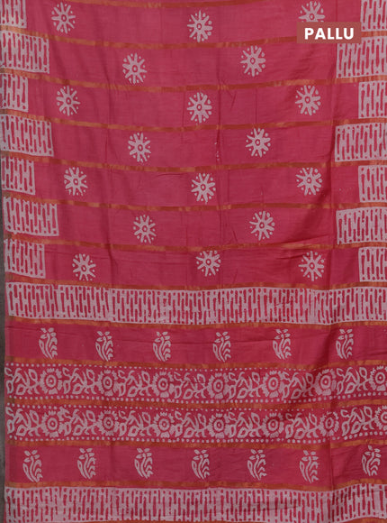 Pink Semi Chanderi Saree - Batik Prints
