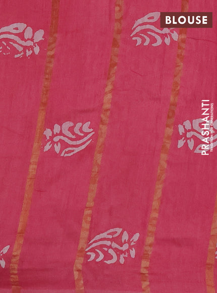 Pink Semi Chanderi Saree - Batik Prints