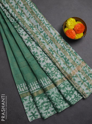 Green Semi Chanderi Saree - Batik Prints