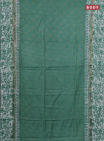 Green Semi Chanderi Saree - Batik Prints