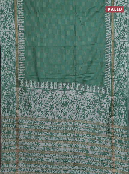 Green Semi Chanderi Saree - Batik Prints