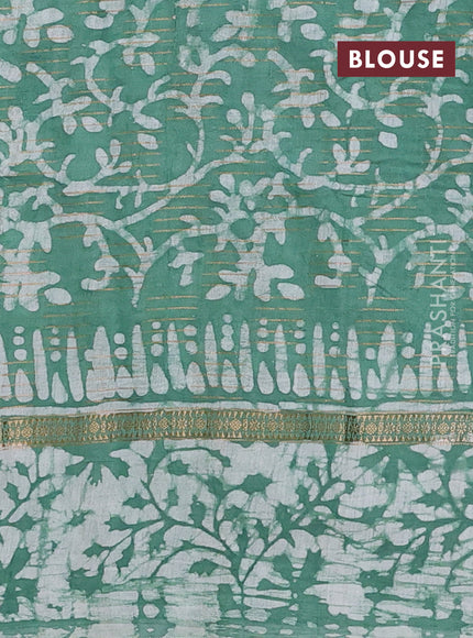 Green Semi Chanderi Saree - Batik Prints
