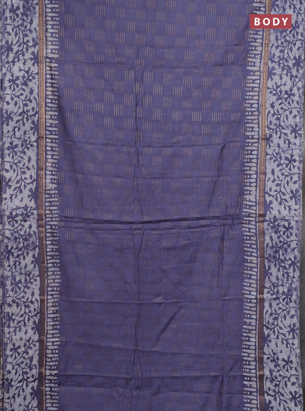 Grey Semi Chanderi Saree - Batik Prints