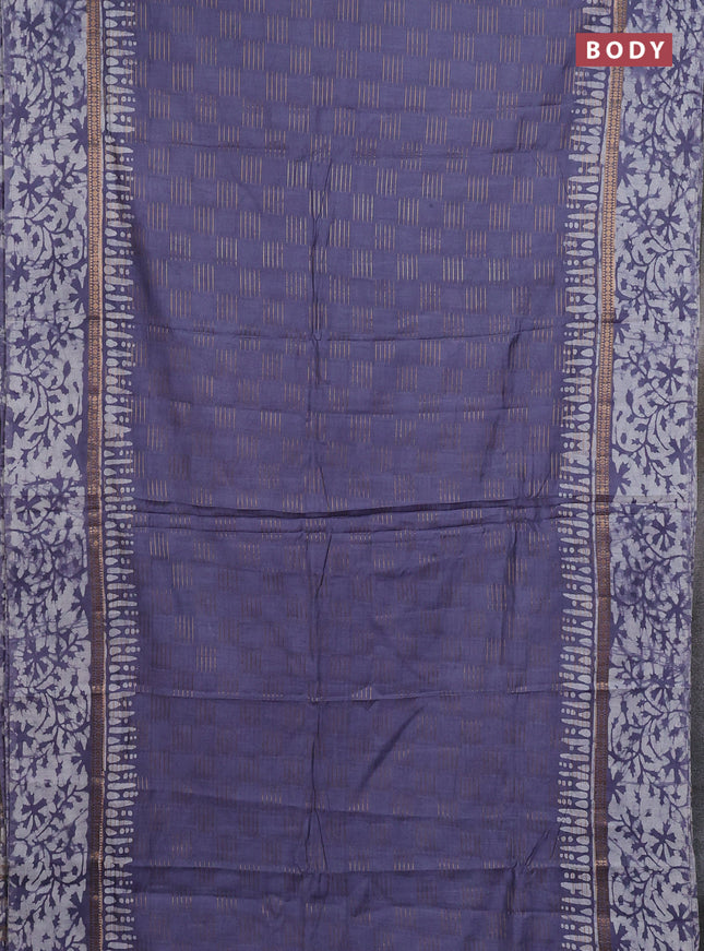 Grey Semi Chanderi Saree - Batik Prints