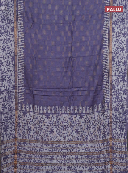 Grey Semi Chanderi Saree - Batik Prints