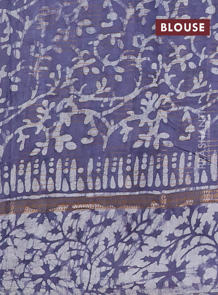 Grey Semi Chanderi Saree - Batik Prints