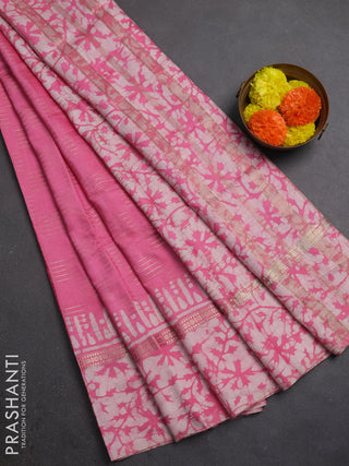 Light Pink Semi Chanderi Saree - Batik Prints