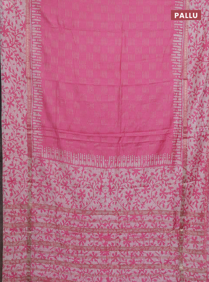 Light Pink Semi Chanderi Saree - Batik Prints