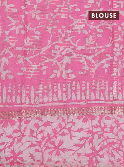 Light Pink Semi Chanderi Saree - Batik Prints